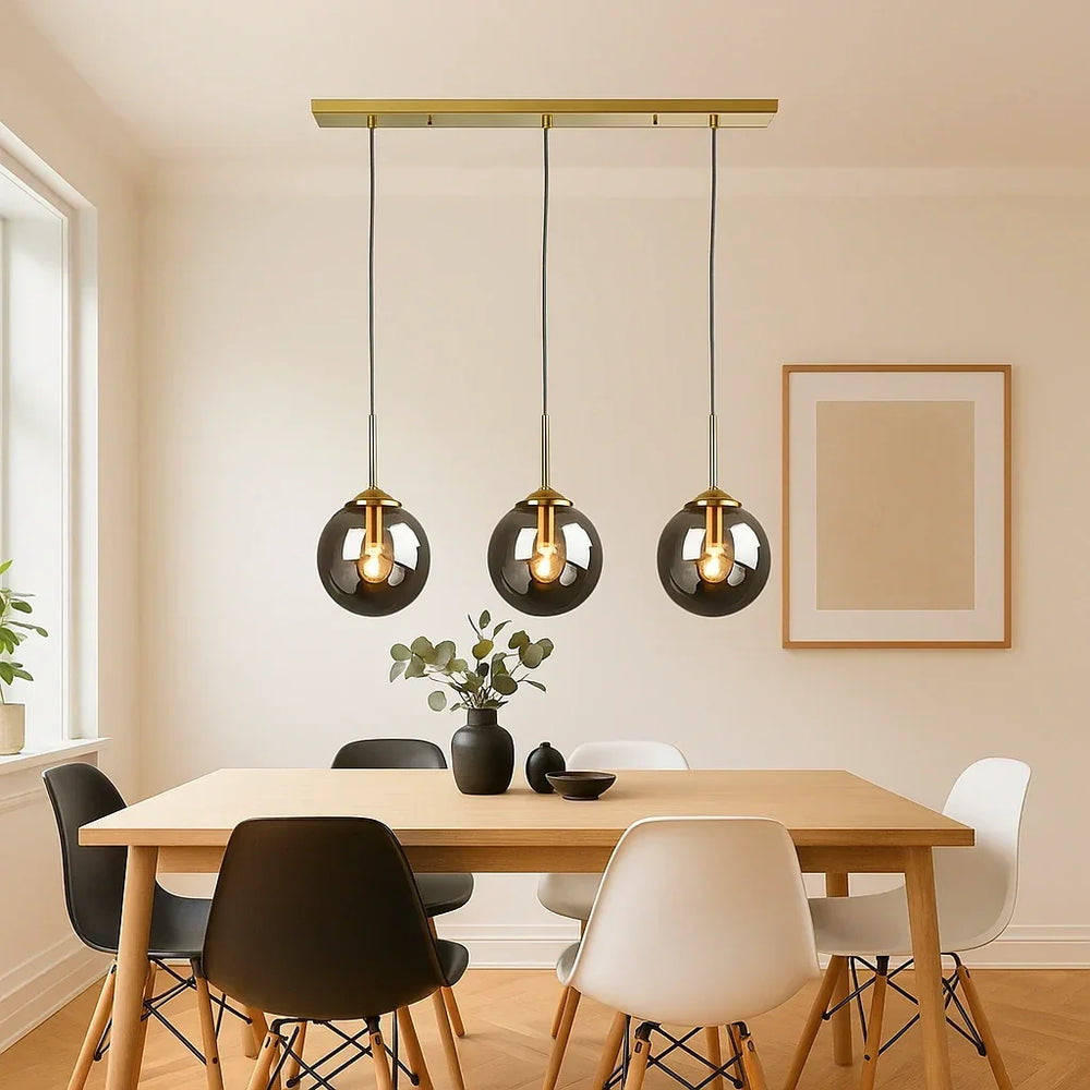 Lampadario con sfera di vetro LED design moderno a sospensione