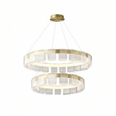 Lampadario contemporaneo LED ad anelli oro dimmerabile per soggiorno