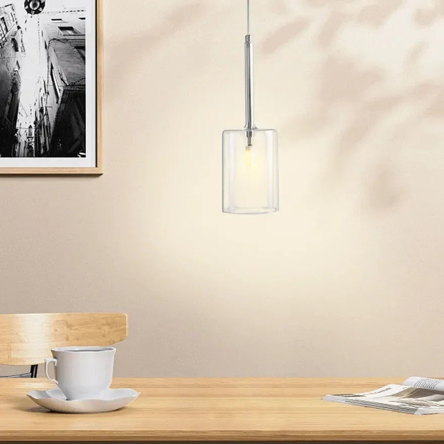 Lampadario a bottiglie in vetro con altezza regolabile da comodino luce calda