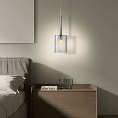 Lampadario a bottiglie in vetro con altezza regolabile da comodino luce calda
