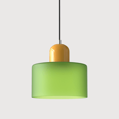 Lampada stile Morandi a sospensione LED in vetro cilindrica per sala da pranzo