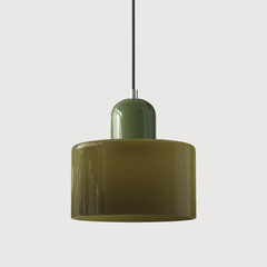 Lampada stile Morandi a sospensione LED in vetro cilindrica per sala da pranzo