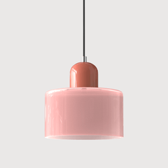 Lampada stile Morandi a sospensione LED in vetro cilindrica per sala da pranzo