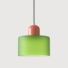 Lampada stile Morandi a sospensione LED in vetro cilindrica per sala da pranzo