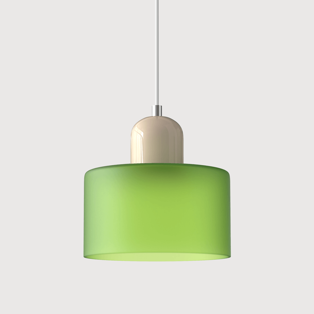 Lampada stile Morandi a sospensione LED in vetro cilindrica per sala da pranzo