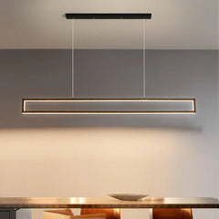 Lampada a sospensione rettangolare minimal nera a LED dimmerabile per sala da pranzo