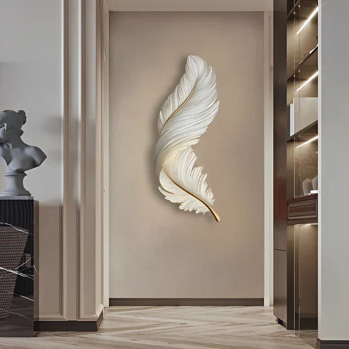 Applique decorativa a piuma dal design moderno con led e presa elettrica