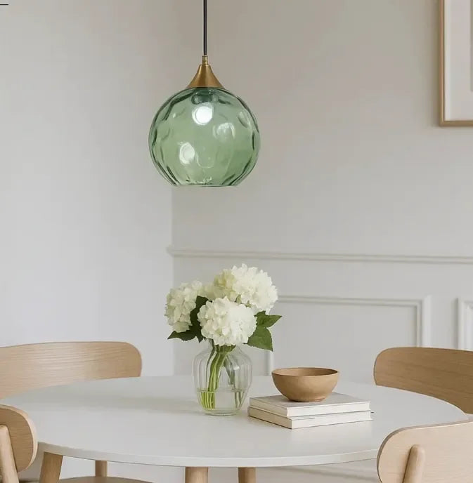 Lampadario in vetro soffiato moderno a sfera per sala da pranzo