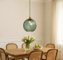 Lampadario in vetro soffiato moderno a sfera per sala da pranzo