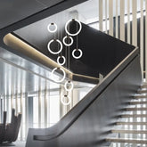 Lampadario moderno per scale ad anelli LED dimmerabile