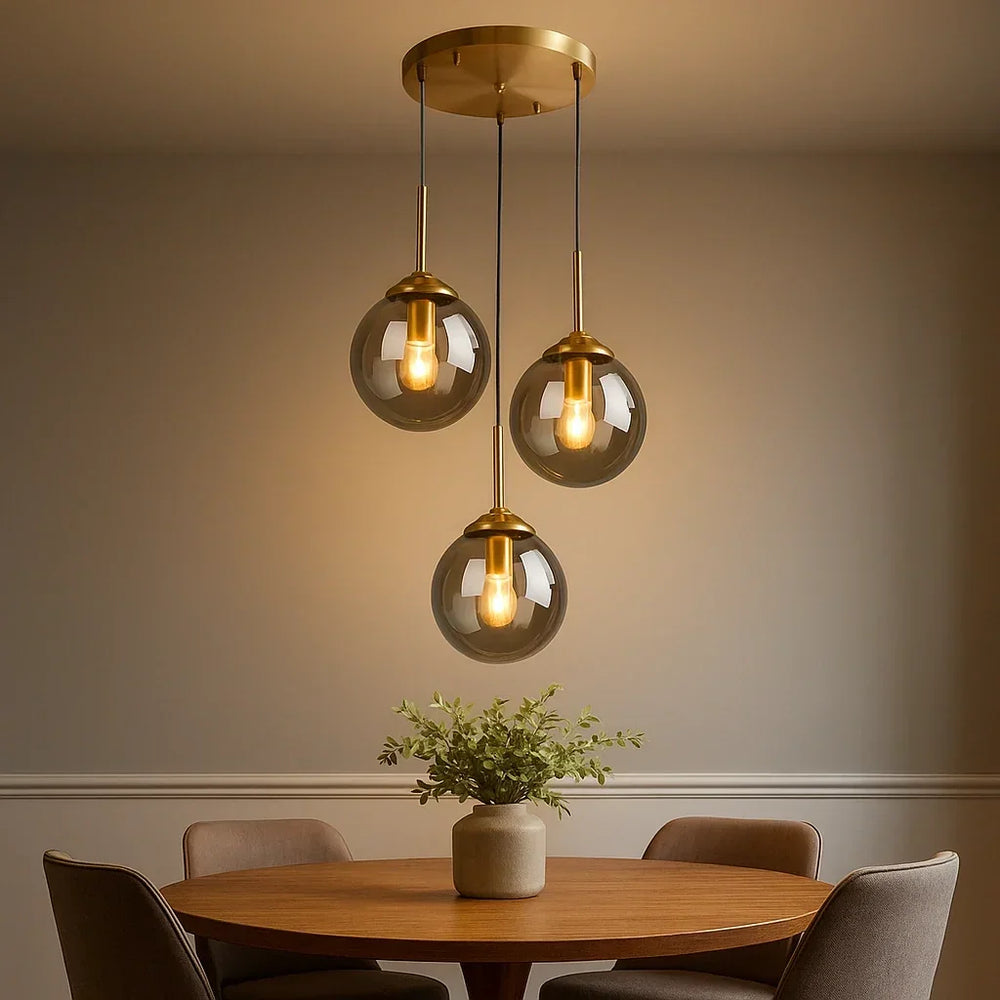 Lampadario con sfera di vetro LED design moderno a sospensione