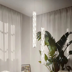 Lampada a sospensione cilindrica ondulata in vetro LED dimmerabile contemporanea per scale interne