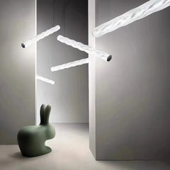 Lampada lineare a sospensione ondulata in vetro LED dimmerabile contemporanea per sala da pranzo