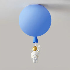 Plafoniera per cameretta dimmerabile a sfera multicolore con pendente astronauta