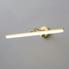 Applique a LED per specchio bagno lineare orientabile in ottone stile mid-century