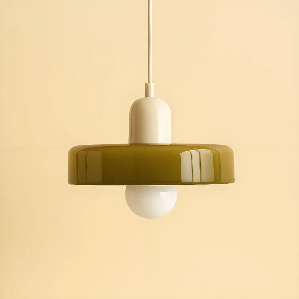 Dettaglio del diffusore in vetro colorato lampadario Morandi