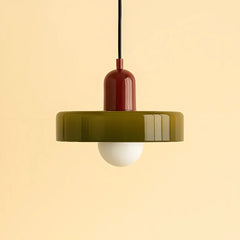 Lampadario stile Morandi a disco in vetro colorato LED dimmerabile per sala da pranzo