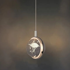 Lampada a sospensione per comodino minimalista con sfera in cristallo e LED dimmerabile