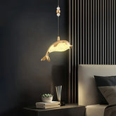 Lampada a sospensione oro a balena in metallo LED dimmerabile per camera da letto