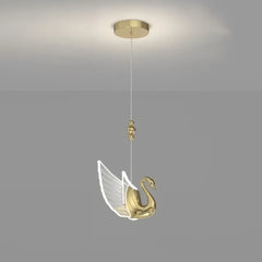 Lampada a sospensione art deco oro a cigno LED dal design moderno per camera da letto