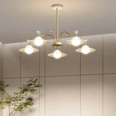 Lampadario moderno a bracci oro con sfere da soggiorno