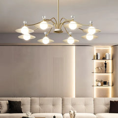 Lampadario moderno a bracci oro con sfere da soggiorno