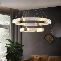 Lampadario LED ad anelli moderno dimmerabile per soggiorno