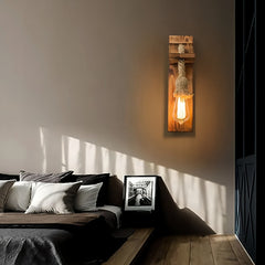 Applique da parete con corda dimmerabile in legno stile rustico per soggiorno