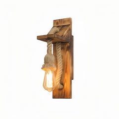 Applique da parete con corda dimmerabile in legno stile rustico per soggiorno