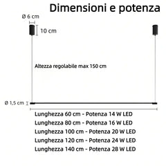 Lampadario moderno lineare a LED dimmerabile per sala da pranzo stile minimalista