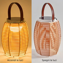 Lanterna LED solare da esterno portatile in rattan boho con telecomando per giardino