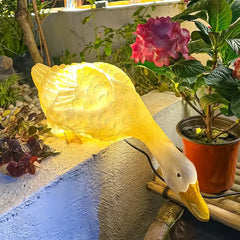Lampada decorativa da giardino a forma di oca con pannello solare esterno e LED