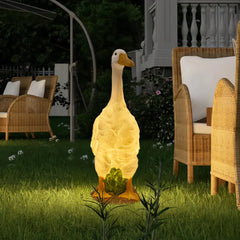 Lampada decorativa da giardino a forma di oca con pannello solare esterno e LED