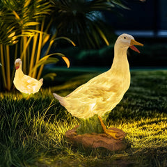 Lampada decorativa da giardino a forma di oca con pannello solare esterno e LED