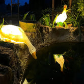 Lampada decorativa da giardino a forma di oca con pannello solare esterno e LED