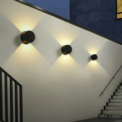 Applique a doppio fascio da esterno LED rotonda stile minimal per balcone