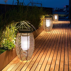 Lanterna da pavimento solare ovale in stile boho per giardino