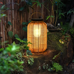 Lanterna solare da pavimento cilindrica in stile boho per balcone