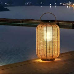 Lanterna solare da pavimento cilindrica in stile boho per balcone