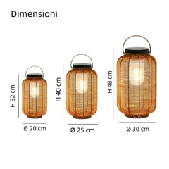 Lanterna solare da pavimento cilindrica in stile boho per balcone