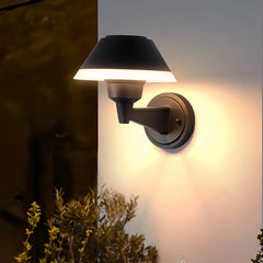 Applique LED da esterno contemporanea per portico nera con diffusore conico