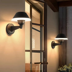 Applique LED da esterno contemporanea per portico nera con diffusore conico