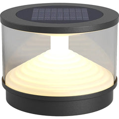 Lampada da pilastro da esterno a LED solare cilindrica con effetto luminoso stratificato per giardino