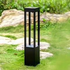 Paletto solare LED da giardino nero rettangolare con luce diffusa
