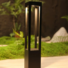 Paletto solare LED da giardino nero rettangolare con luce diffusa