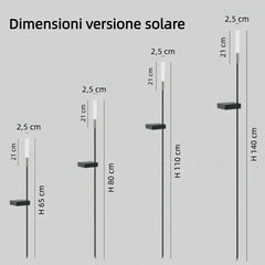 Paletti solari LED da giardino a stelo neri dal design minimalista set da 5