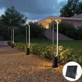 Paletto LED solare da giardino nero con cornice ovale verticale dal design minimalista