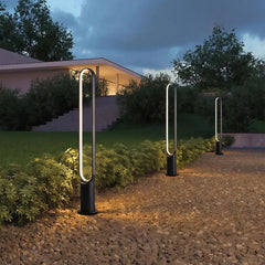 Paletto LED da giardino moderno nero con struttura ovale verticale