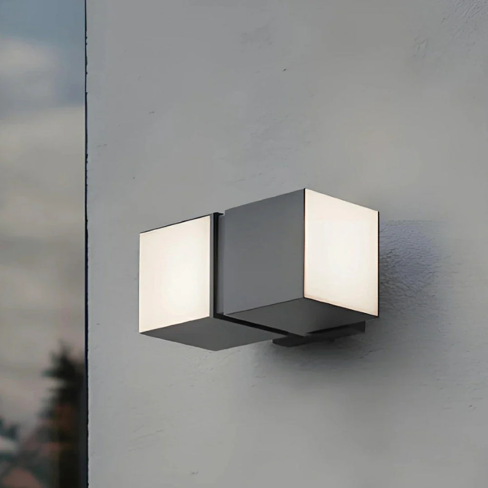 Applique da esterno cubo doppio LED orientabile in metallo nero stile moderno