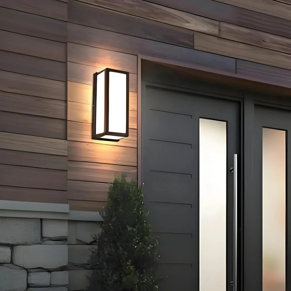 Applique LED da esterno rettangolare con sensore radar di movimento IP65 in metallo nero
